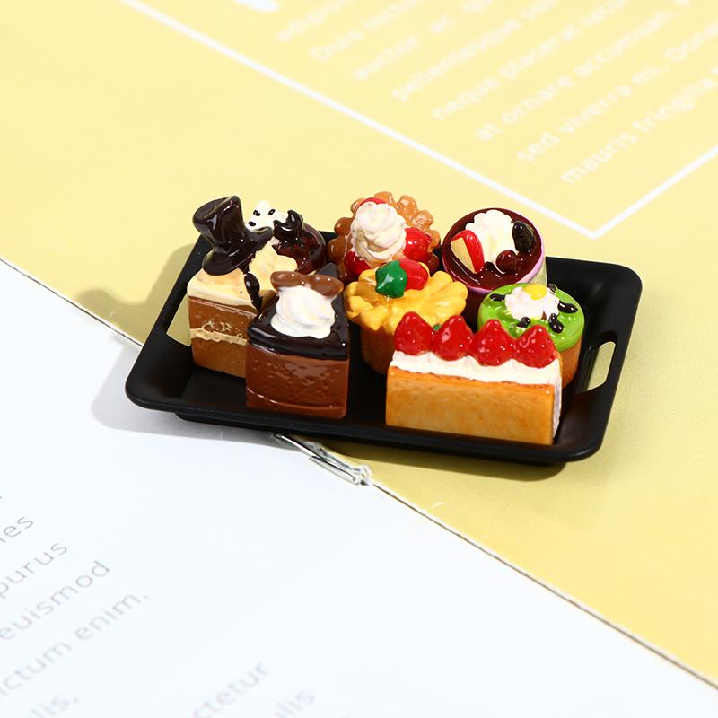 1/12 Dollhouse Miniature 1Tray+8 Cakes Model Kitchen Toys