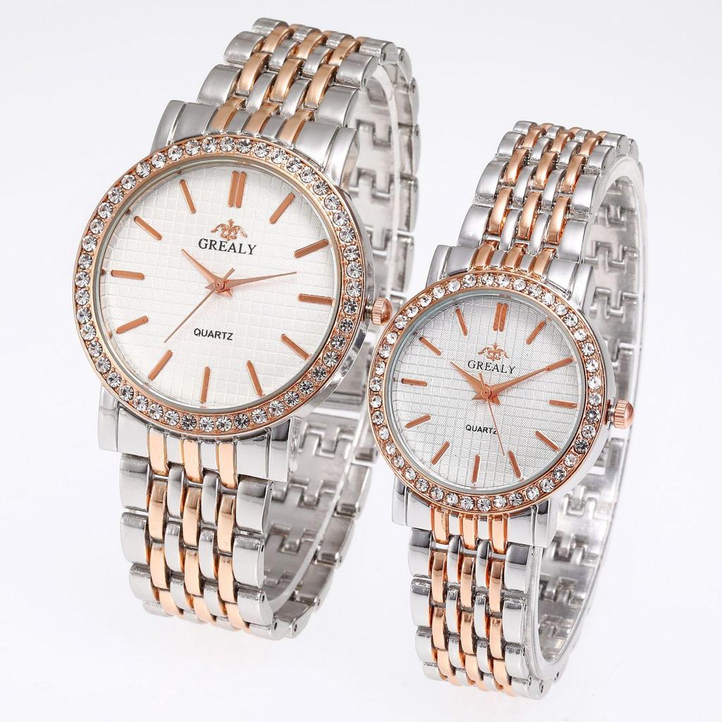 High-End Fashion Steel Band Diamond Inlaid Unisex Couple Quartz Watches