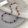 GEMCHIC Women's Blue Square Natural Stone Beaded Necklace Gold Plated Geometric Choker