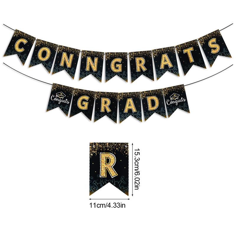 2025 Congrates Grad Banner Garland Star Paper Bunting Set Graduation Party Decoration Supplies Congratulation Garland Flags New