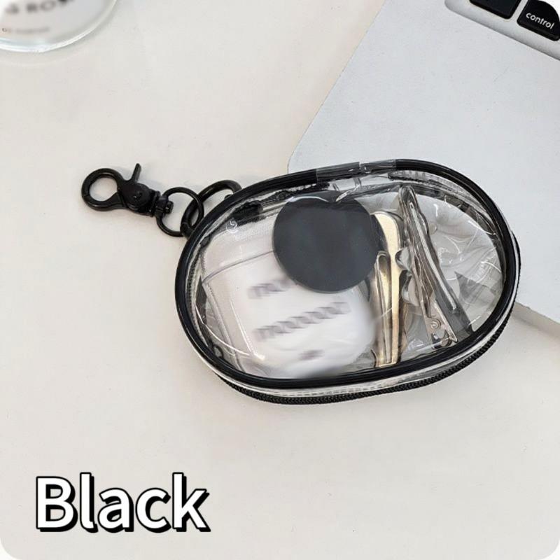Portable Mini Clear Zipper Storage Bag - Space-Saving Organizer for Earphones & Chargers, Versatile with Handy Keychain Loop