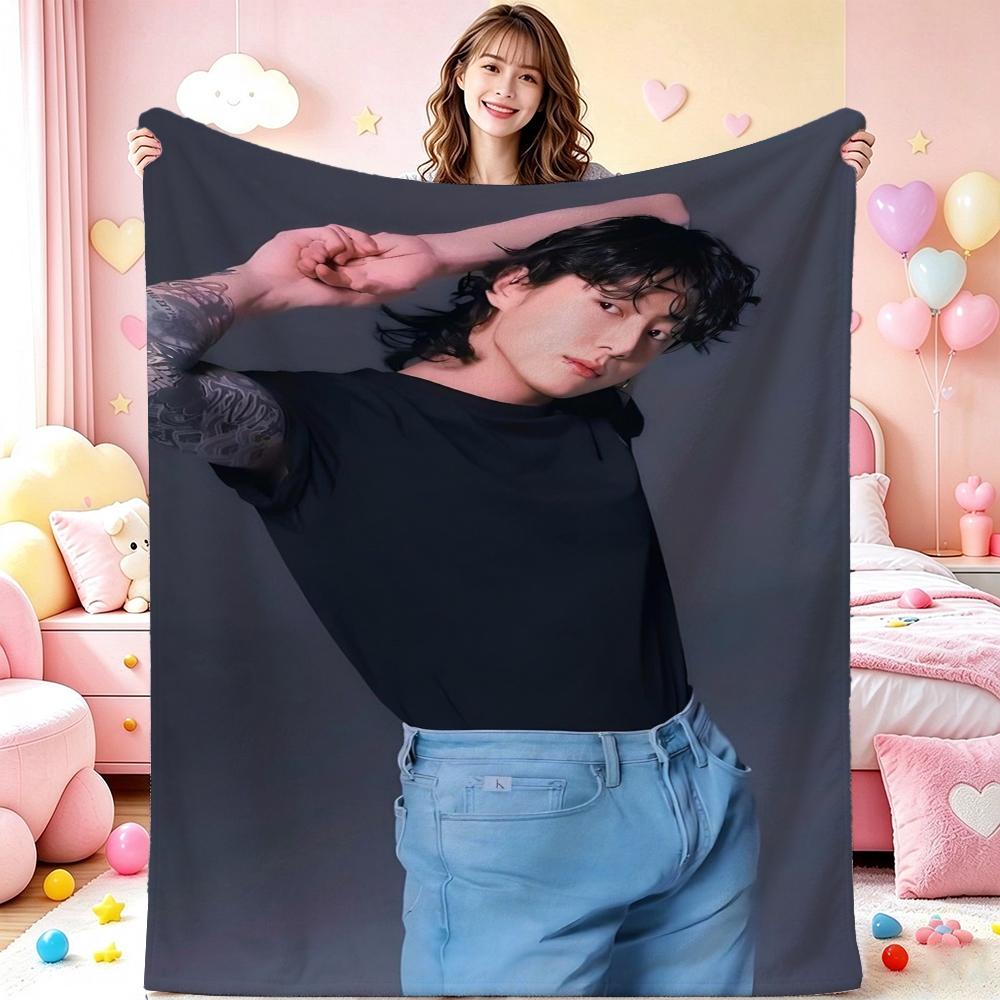 Edgy Fashion Style Black Theme Blanket Suitable For All Seasons For Outdoor Travel Home Decor Valentine'S Day Gift