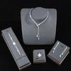 4PC Simple Necklace Earrings Bracelet Ring Set Sparkling Women's Fashion Jewelry Kit  Gift