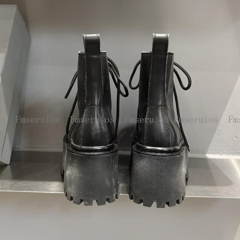 Classic Women Ankle Boots Round Toe Lace Up Thick Sole Retro British Style Fashion Simple High Quality Boots Autumn Winter Boots