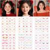 12 Pcs Trendy Glitter Face Tattoo Red Waterproof Face Makeup Patches DIY Temporary Tattoo Sticker Girls