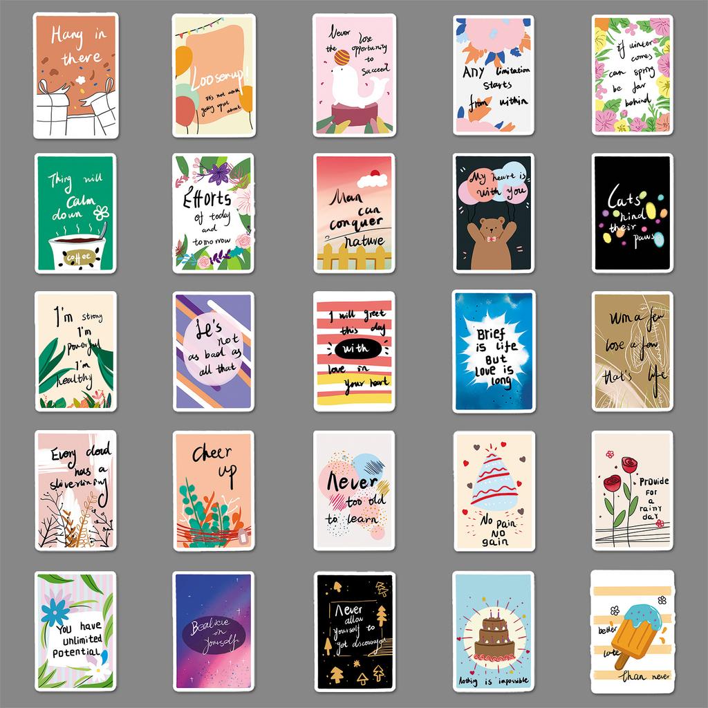 50 Karet s povzbuzením Kreslené Personalizované Kreslený Film Anglické Dětské Gu Karty DIY Pouzdro na Mobil Kufr Samolepky