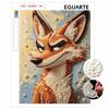 5D Pearl Painting Kit Framed with Clever Fox Portrait Sparkling Bead Art Canvas DIY Relaxing Craft for Wall Decor Gift Set Home Art
