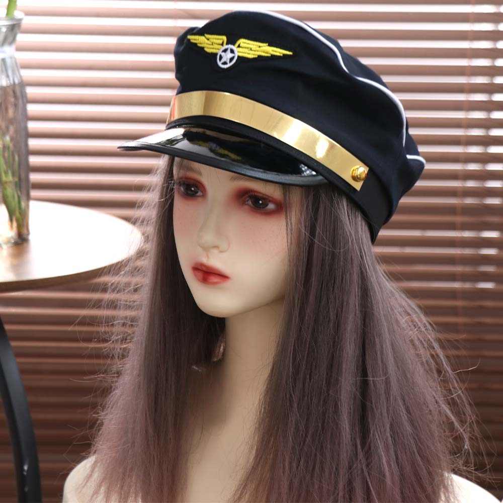 Tema Compagnia Aerea Cappello da Pilota Costume Accessorio Uniforme Cappellino da Pilota Cappellino Aeronautica Festa Cosplay