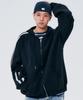 Someplace Man Minimal Sleeve Piping Soft Contrast Line Knit Zip-Up [Black]