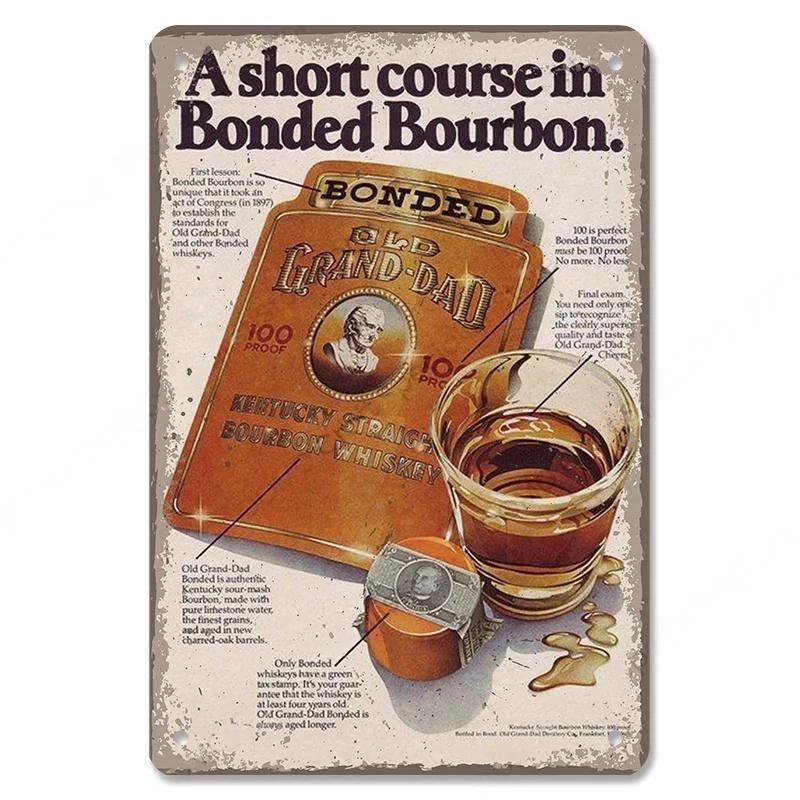 Vintage Whiskey Cigar Poster Metal Tin Sign Plaque Retro Decorative Plates For Garage Club Man Cave Bar Hotel Cafe Wall Decor