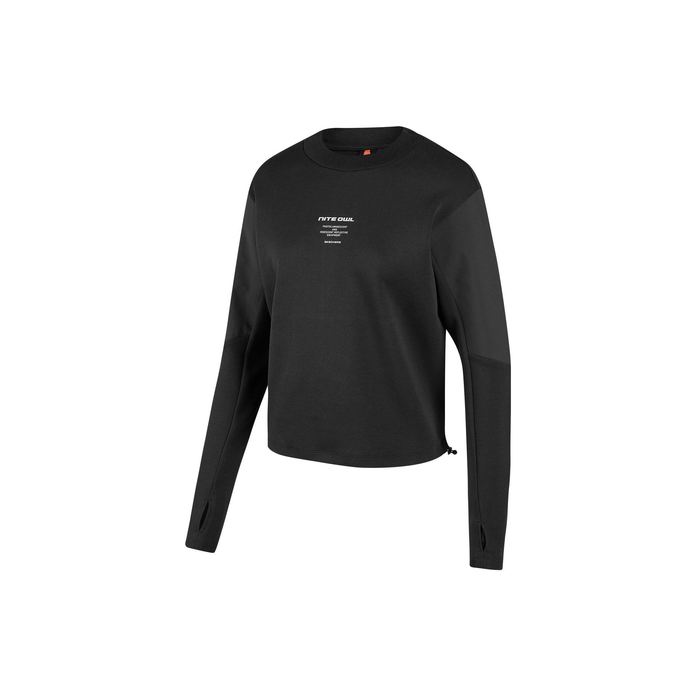 Skechers Sports Series Letter Round Neck Pullover Sweatshirt Women sweatshirt Carbon-Black P423W034-0018 S