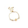 Elegant Gold Plated Cats Eye Stone Flower Bracelet Women Delicate Floral Design Luxury Minimalist Jewelry