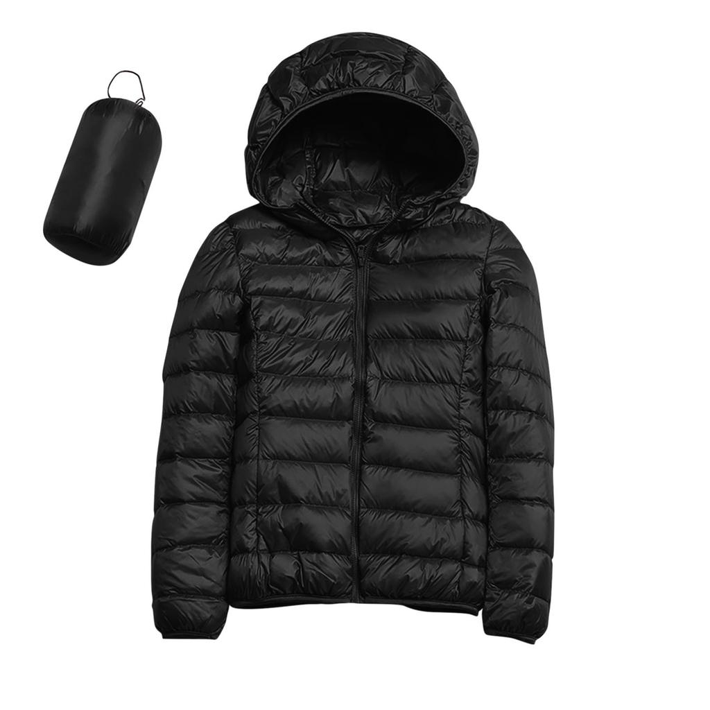 Winter New Style, Women's, Casual, Solid Color, Lightweight Waterproof Down Jacket, White Duck Down, Hooded Down Jacket, Outerwear