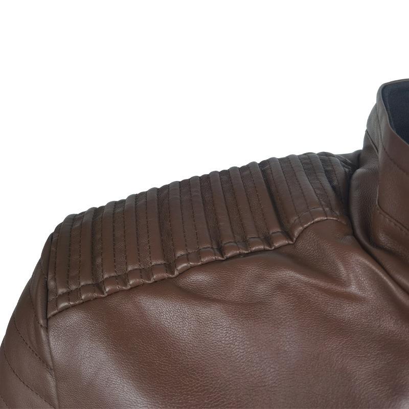 2025 Fashion New Casual Standing Collar Motorcycle Leather Coat Jacket Fashion Men's Leather Coat