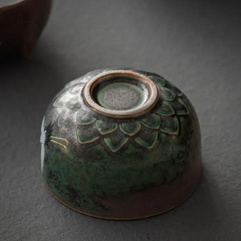 Ceașcă de ceai în stil tradițional chinezesc, model cocor zburător, ceașcă de ceai ceramică retro, ceașcă de cafea, căni din ceramică grosieră