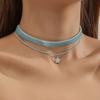 Charm Fashion Five-pointed Star Pendant Colorful Velvet Ribbon Double-layer Choker Necklaces for Women Collar Chain Jewelry Gift