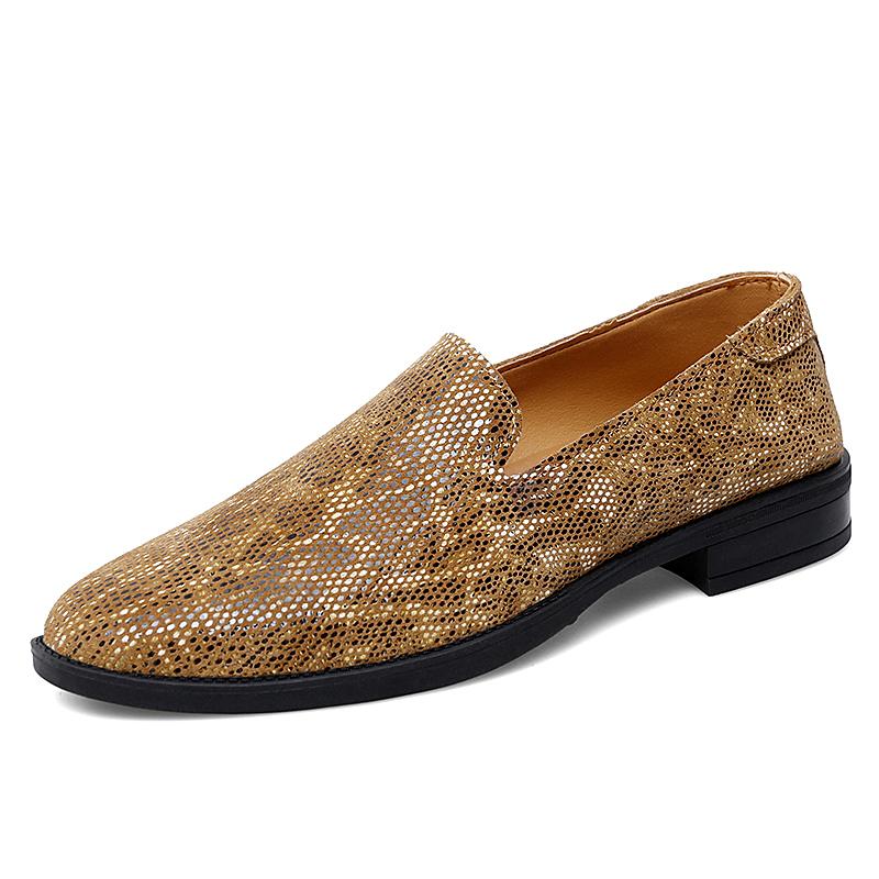 Genuine Leather Mens Shoes Business Casual Shoes Men Slip-on Dress Flats All-Match Male Loafers Personality Man Driving Footwear