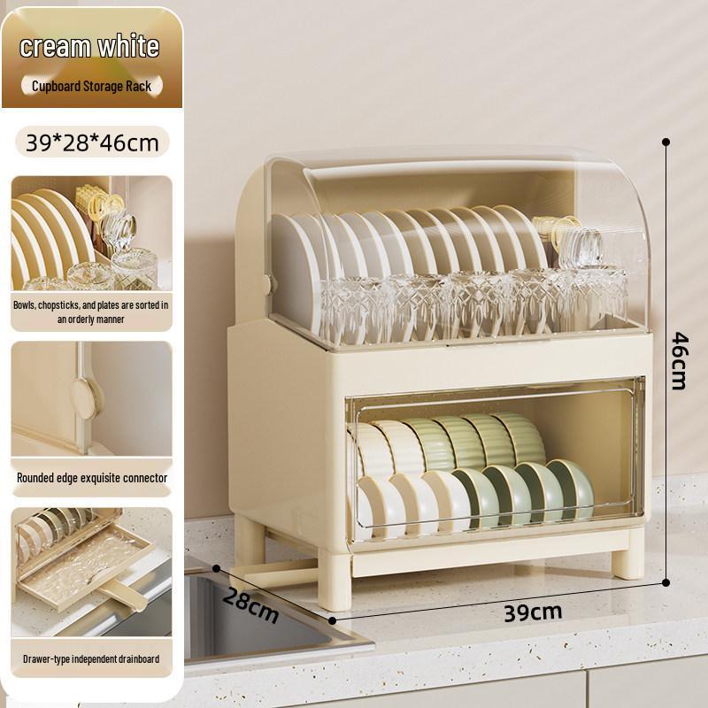 Kitchen Bowl & Chopstick Storage Rack with Lid for Tableware and Dish Draining
