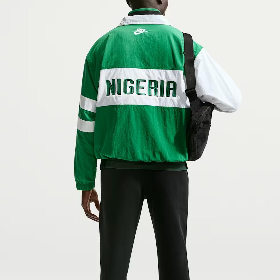 Nike FW25 Football Replica Tracksuit Nigeria 1996 Edition Color Block Stand Collar Loose Fit Zip Long Sleeve Jacket Men Tracksuit Green II6993-310