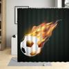 Football Sports Design Shower Curtain, Polyester Fabric, Waterproof, Boys Home Decor, Screens With Hooks, Cartoons Bathroom