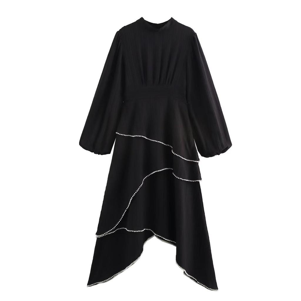 2025 Spring Women's European & American Fashion Irregular Pearl Dress