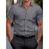 Uomo Nuova Estate Manica Corta Casual Camicia con Revers Top Stampa Digitale 3D Camicia da Spiaggia