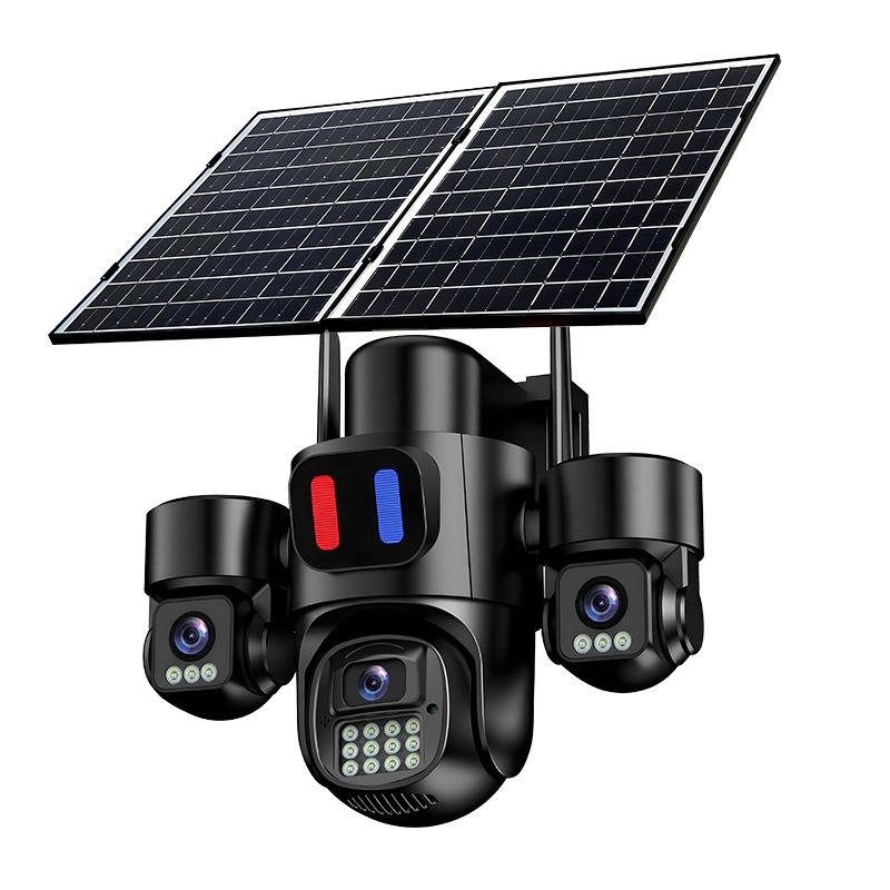 15MP Solar-Powered 8K Wireless Outdoor Security Camera with 3 Lenses & 4G Network
