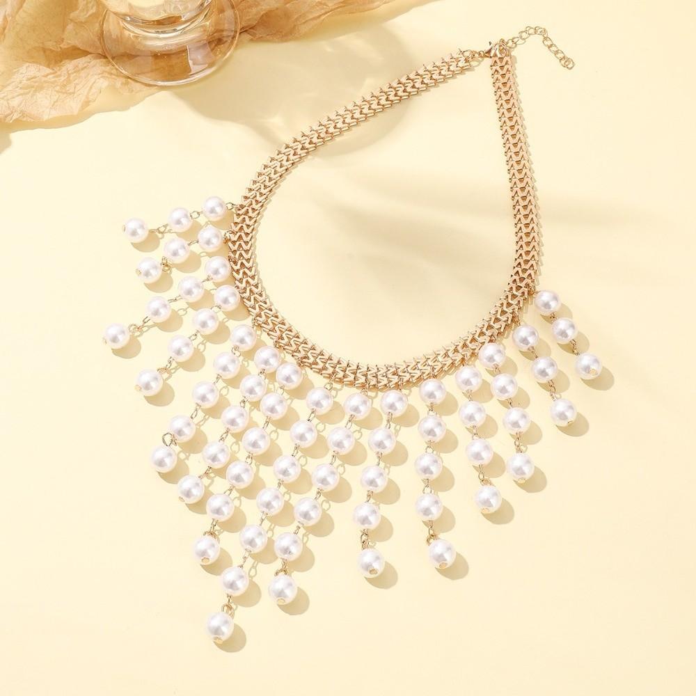 Collar Collarbone Neck Chain Imitation Pearl Clavicle Chain Exaggerated Necklace Party Jewelry