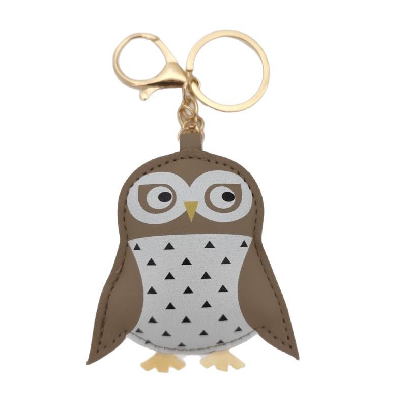 High-End Owl Charm Leather Key Accessory with 3D Cotton Design