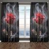 Set Of 2 Red Rose Flower Pattern Printed Curtains Window Decorations Home Room Curtain Made Polyester