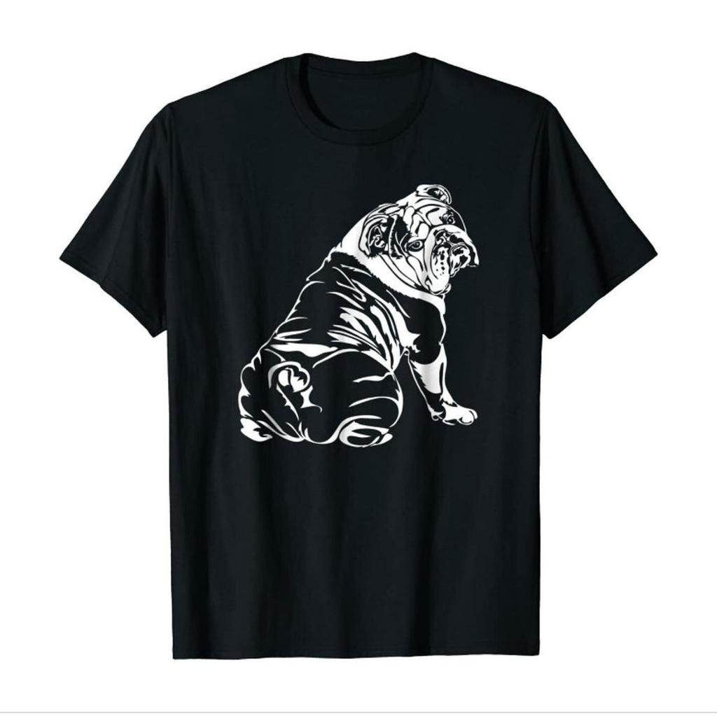 Bulldog Sitting Graphic Tee Soft Breathable Cotton Casual Streetwear Short Sleeve Shirt for Dog Lovers