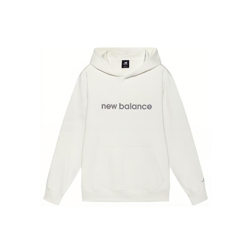 New Balance Sweatshirts Unisex Ivory White Hooded Moderate Regular AMT21361-IV