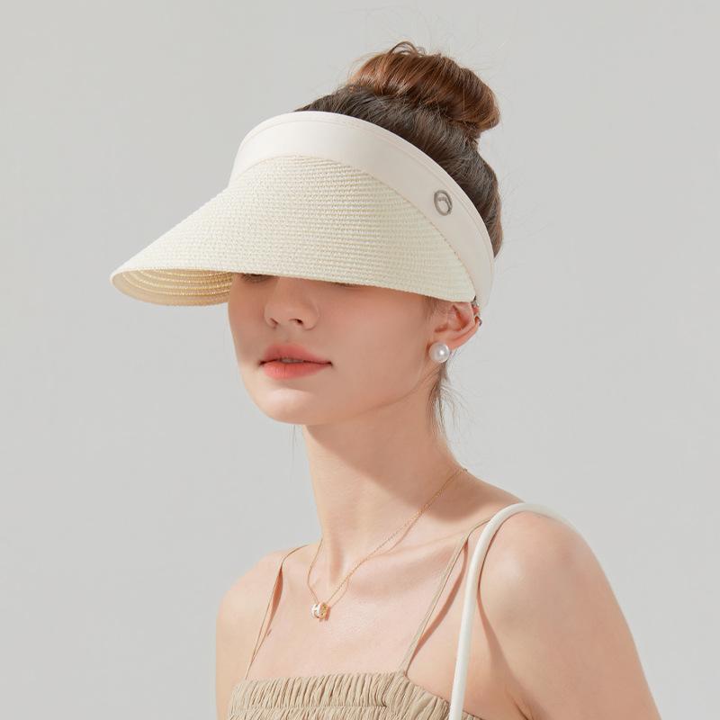 Cool Straw Hat Children's Outdoor Big Eaves Straw Hat Summer Shade Sunscreen Hat Versatile Fashion Ribbon Empty Top Hat