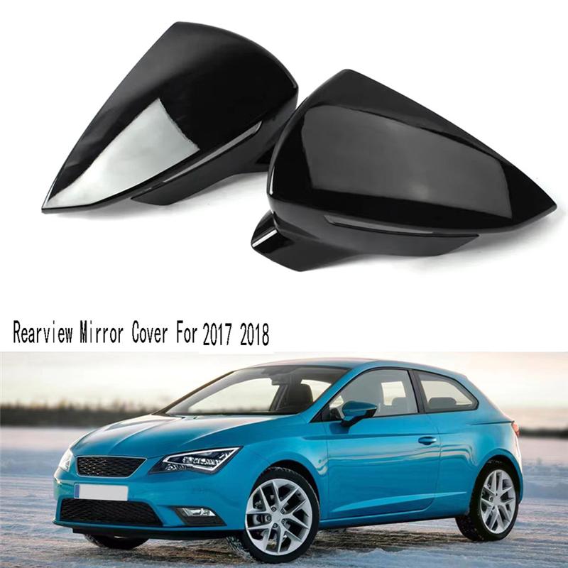A28G-Gloss Black Side Door Wing Mirror Caps Rearview Mirror Case Cover For Seat Leon MK3 2013- SEAT Ibiza Mk5 2017 2018