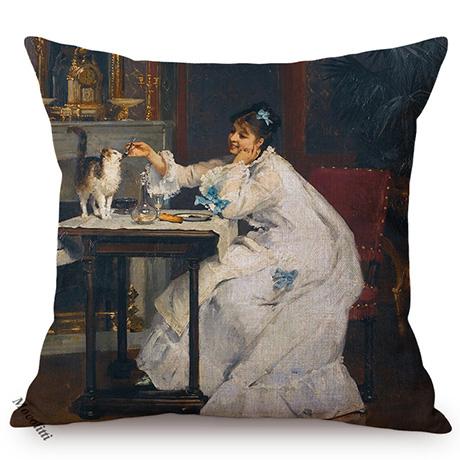 Famous Netherlands Painter Frans Hals Realism Painting Sofa Decorative Cushion Cover Elegant Lady Vintage Portrait Pillow Case