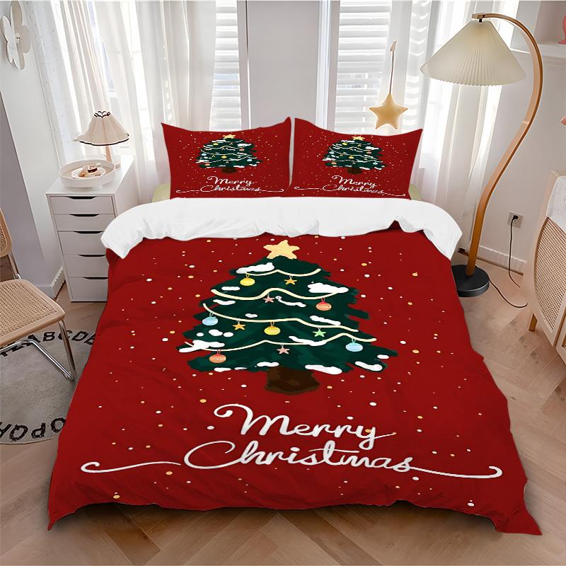 

3pcs bedding set Christmas Tree Includes 1 Comforter + 2 Pillowcases, Without Pillow Inserts, Soft Comfortable,a0909090 135x200cm