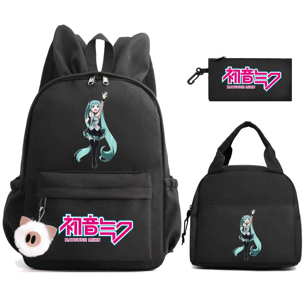 Zaino Stampato Cartoon Hatsune Miku Borsa Pranzo Astuccio per Bambini Studenti Borsa Scuola Ragazza Bambino Regalo Borsa da Viaggio Donna