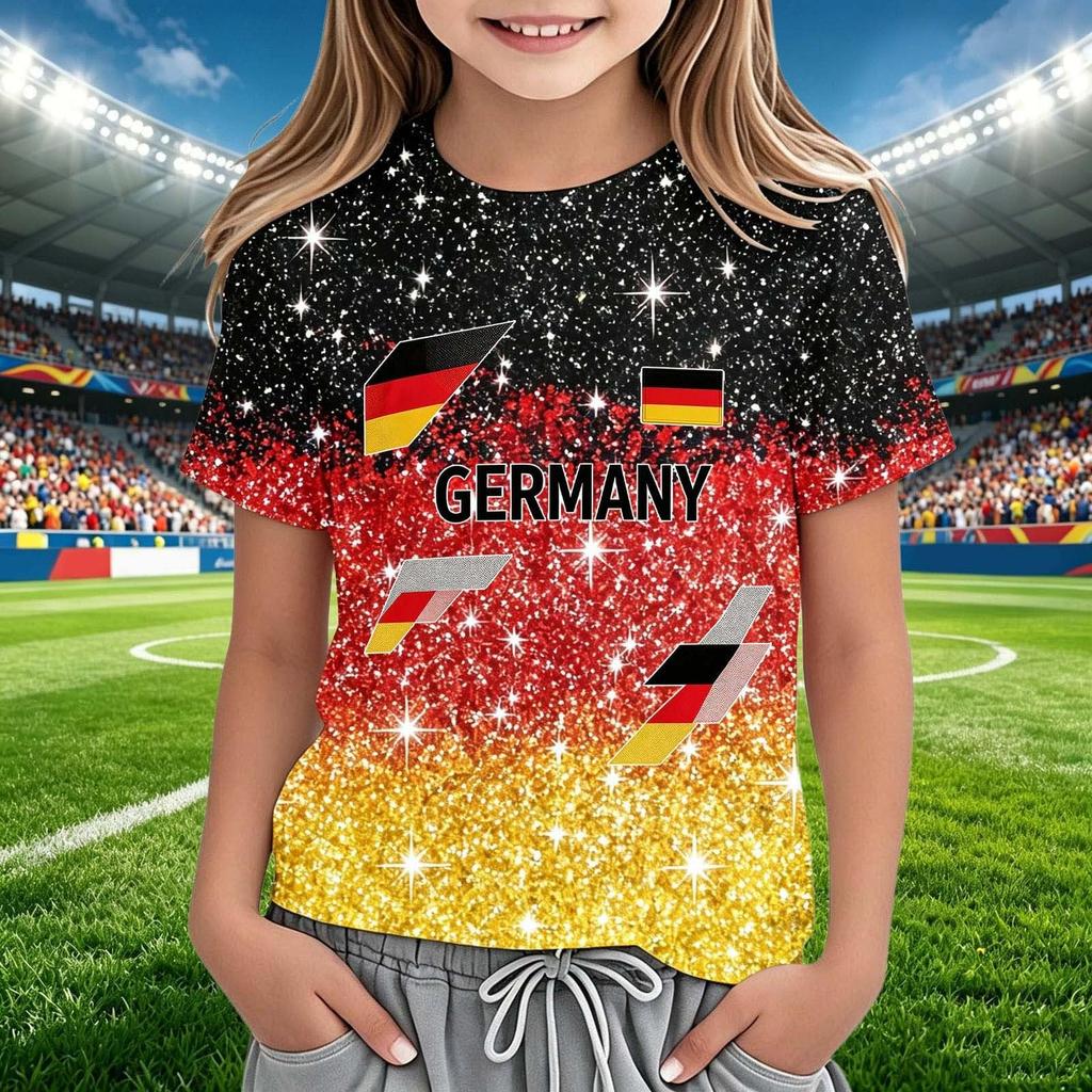 Kids Crew Neck Short Sleeve Soccer Fan Shirt World Cup Supporter Tee Lightweight Breathable Comfortable Fit Youth Top