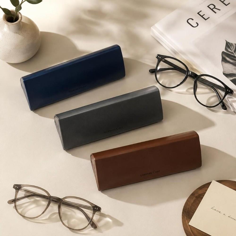 Leather Glasses Case Hard Shell Spectacle Case Vintage Eyeglass Box for Women Men