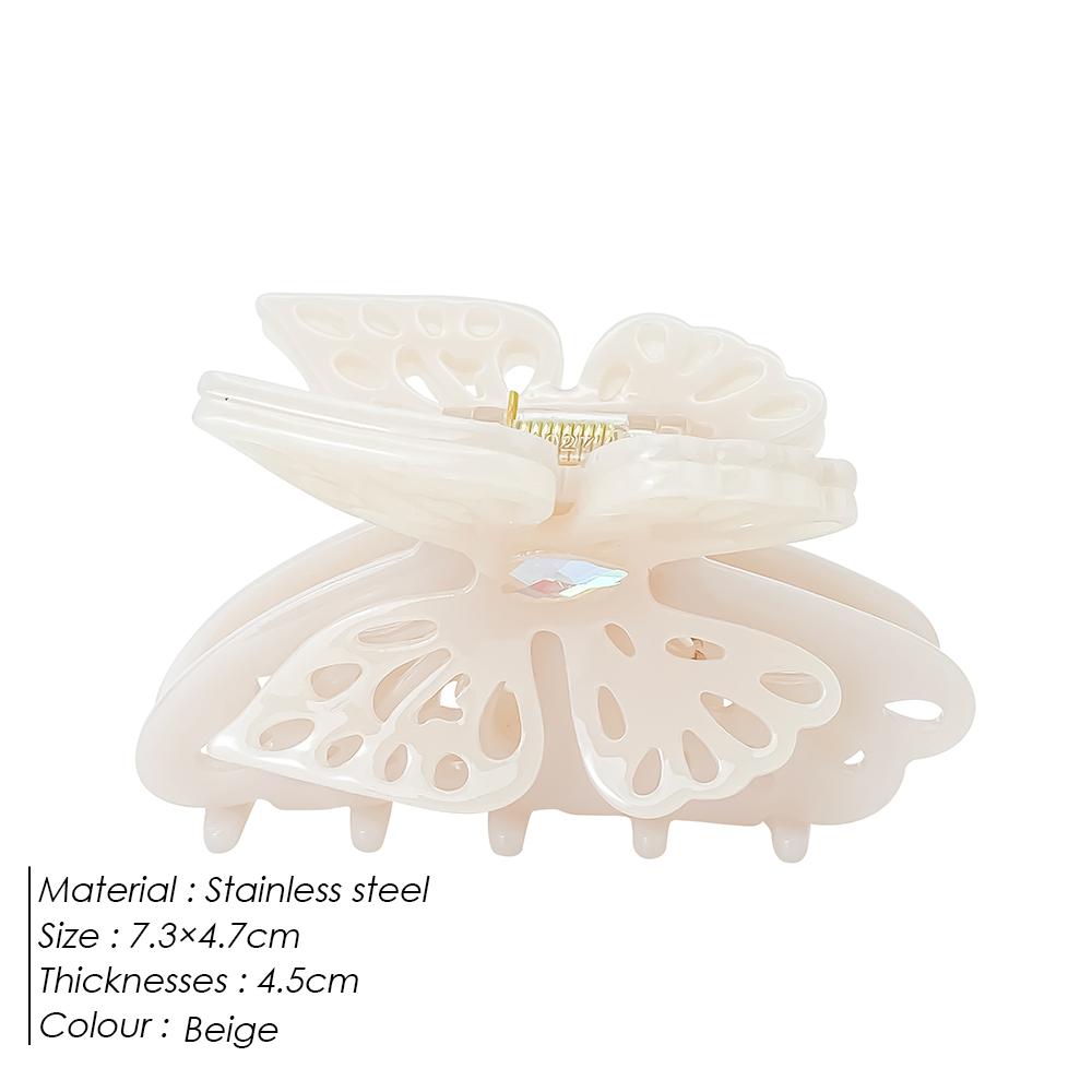 eManco Simple and Trendy Hollow Out Double-Layer Two Tone Butterfly Medium-Sized Clip iInlaid With Czech Rhinestones