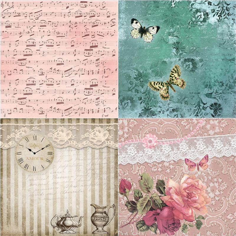 12 Sheets Double-Sided Decorative Paper for DIY Journal Stickers - Plant & Flower Patterns, Foldable