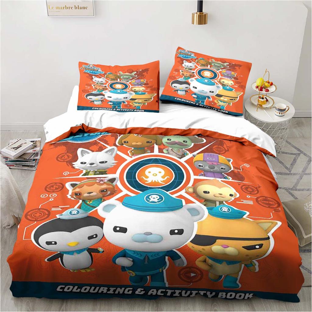 Kreslená povlaková souprava Octonauts Ložnice Postel Třídílná sada Jednolůžko Dvojlůžko Královská velikost Povlak na přikrývku a povlak na polštář Dětský dárek