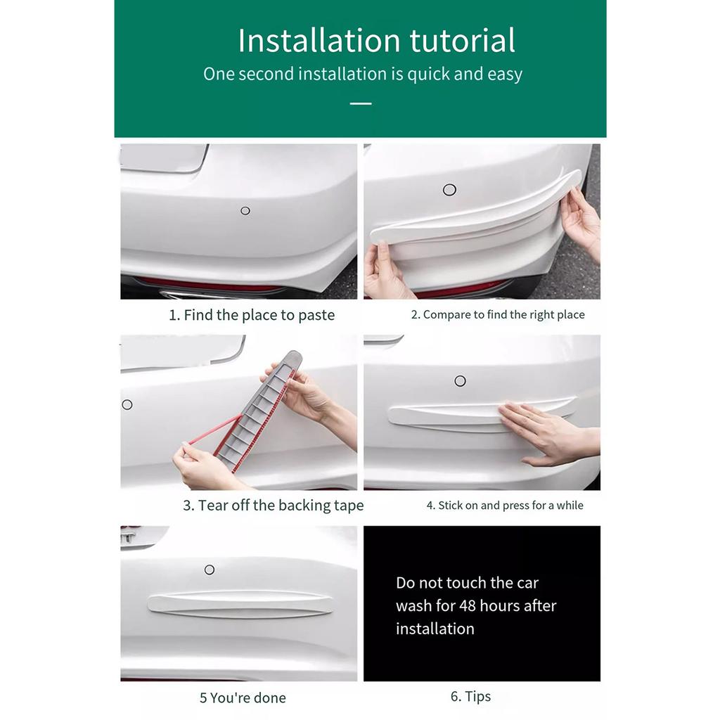 Set Of 4 Bumper Guard Strips Flexible PVC Car Bumper Guard Strips Vehicle Spare Part for Car Front & Rear Protections