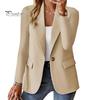 Fall Coat For Women Suit Lapel Long Sleeve Single Button Jacket Casual with Flap Pockets Solid Color Work Office Business Outerwear Versatile