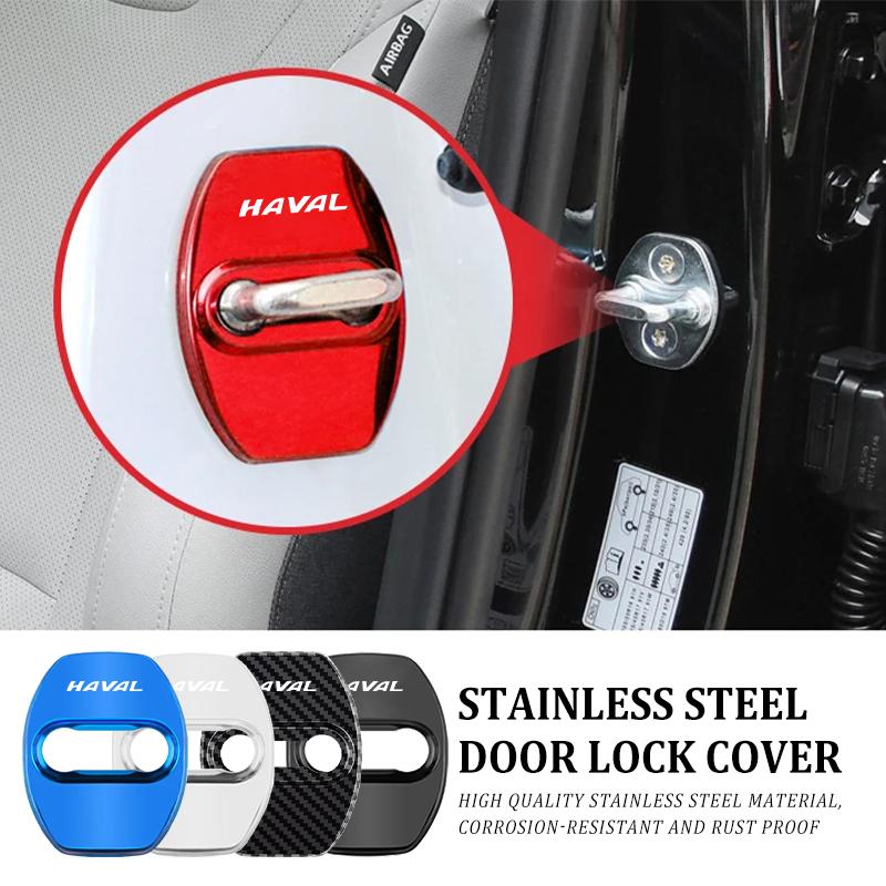 4Pcs Car Stainless Steel Door Lock Cover Protection Accessories For Haval H6 F7 H9 H2 Jolion F7X F7H H5 H7 H2S H8 H3 H4 H1 F5 M4
