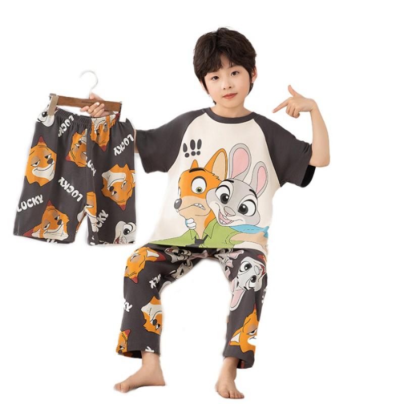 Boys Cotton Pajama Set Short Sleeve Long Pants Shorts Sleepwear Kids Ages 8