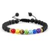 Multicolor Volcanic Lava Stone and Turquoise Tiger Eye Bead Yoga Bracelet