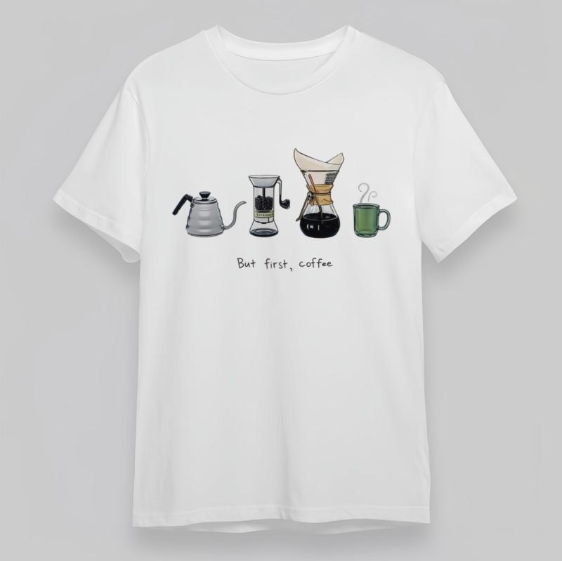 

Women s Oversize Slight Stretch Classic T-Shirt Coffee Lover But First Quote Tee 2XL