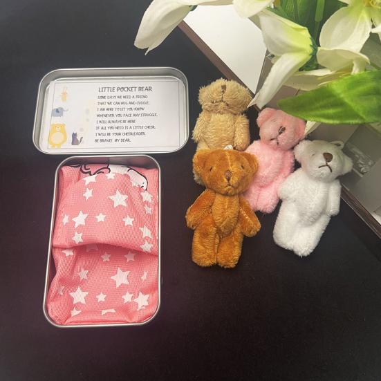 Little Pocket Plush Bear Stuffed Tiny Bear Animal In A Tin Inspirational Little Pocket Bear with Sleeping Quilt for Sympathy Christmas Birthday Gift