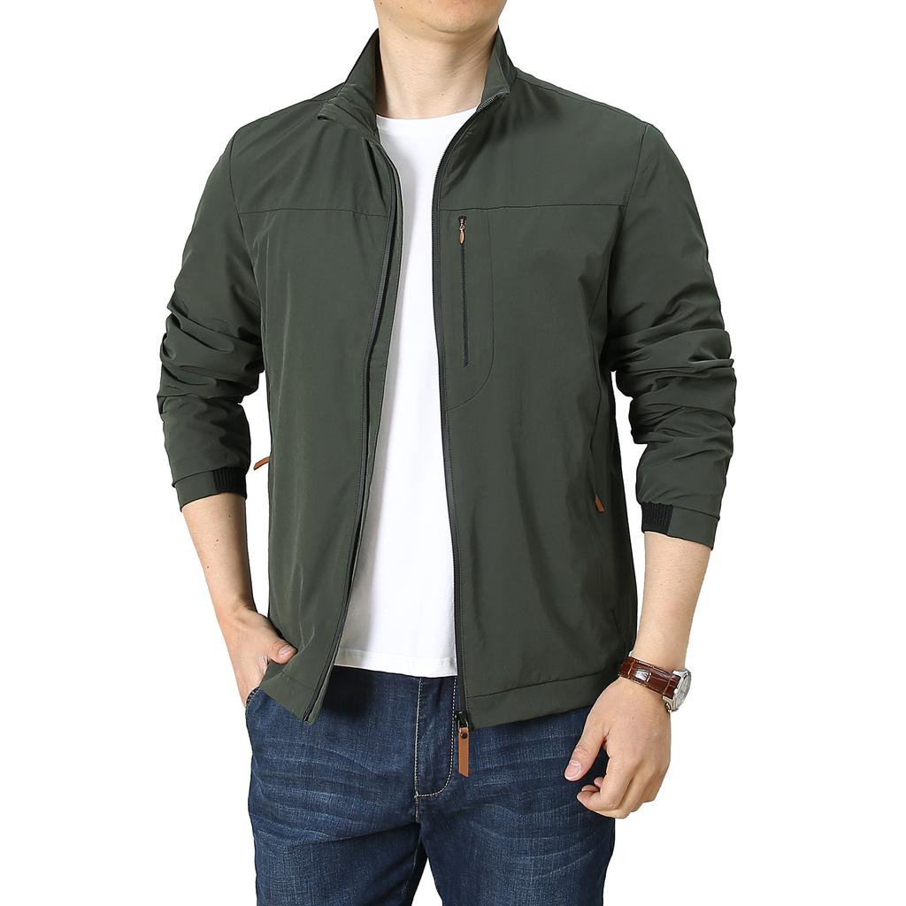Spring and Autumn Four-sided Elastic Jacket, Men's Casual Outdoor Waterproof Quick-drying Breathable Stand-up Collar Jacket, Men's